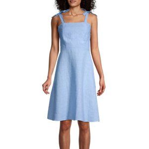 Saks Fifth Avenue Tie-Shoulder Linen Dress Sz S